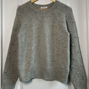 Madewell Gray Donegal Bobble Knit Crewneck Sweater Coastal Grandmother Style